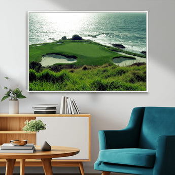 48473947-MGV-FC-36X24_White-Ocean Golf Course Wall Art – Panoramic Green Fairway Canvas Print, Coastal Golf Landscape Photography Sports Decor for Office, Man