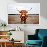 16316734-MGV-FC-36X24_White-Texas Longhorn Wall Art – Rustic Bull Portrait Canvas Print, Western Farmhouse Animal Photography Decor for Living Room, Office,