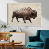 54810031-MGV-FC-36X24_White-Western Wall Art – Snow Covered Bison Canvas Print, Rustic Wildlife Photography Decor for Bedroom, Living Room, Office, Lodge,
