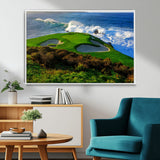 13644055-MGV-FC-36X24_White-Golf Wall Art – Oceanfront Green Canvas Print, Scenic Coastal Course Photography Decor for Bedroom, Living Room, Office, Sports