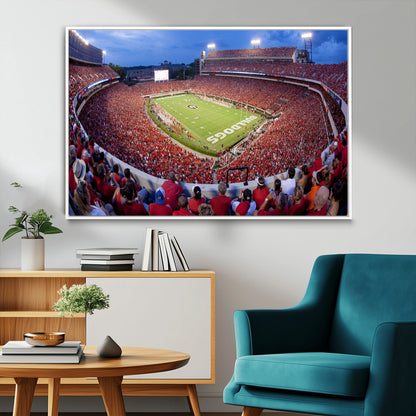 10244378-MGV-CV-36X24-Sanford Stadium Wall Art – Georgia Bulldogs Football Panoramic Evening Canvas Print, College Game Day Decor for Man Cave, Bar, or