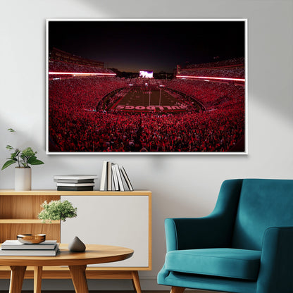 38331045-MGV-FC-36X24_White-Sanford Stadium Wall Art – Georgia Bulldogs Football Red Night Game Canvas Print, Electric College Sports Decor for Man Cave or