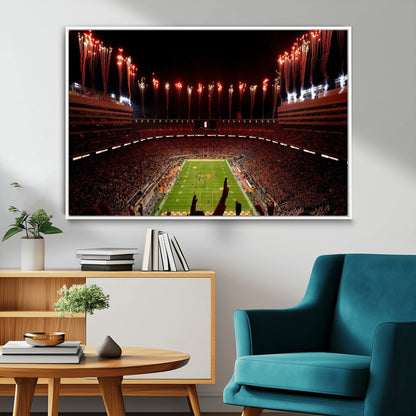 73358115-MGV-CV-36X24-Tennessee Volunteers Wall Art – Neyland Stadium Fireworks Night Game Canvas Print, Vols Football Checkerboard Endzone Sports Decor