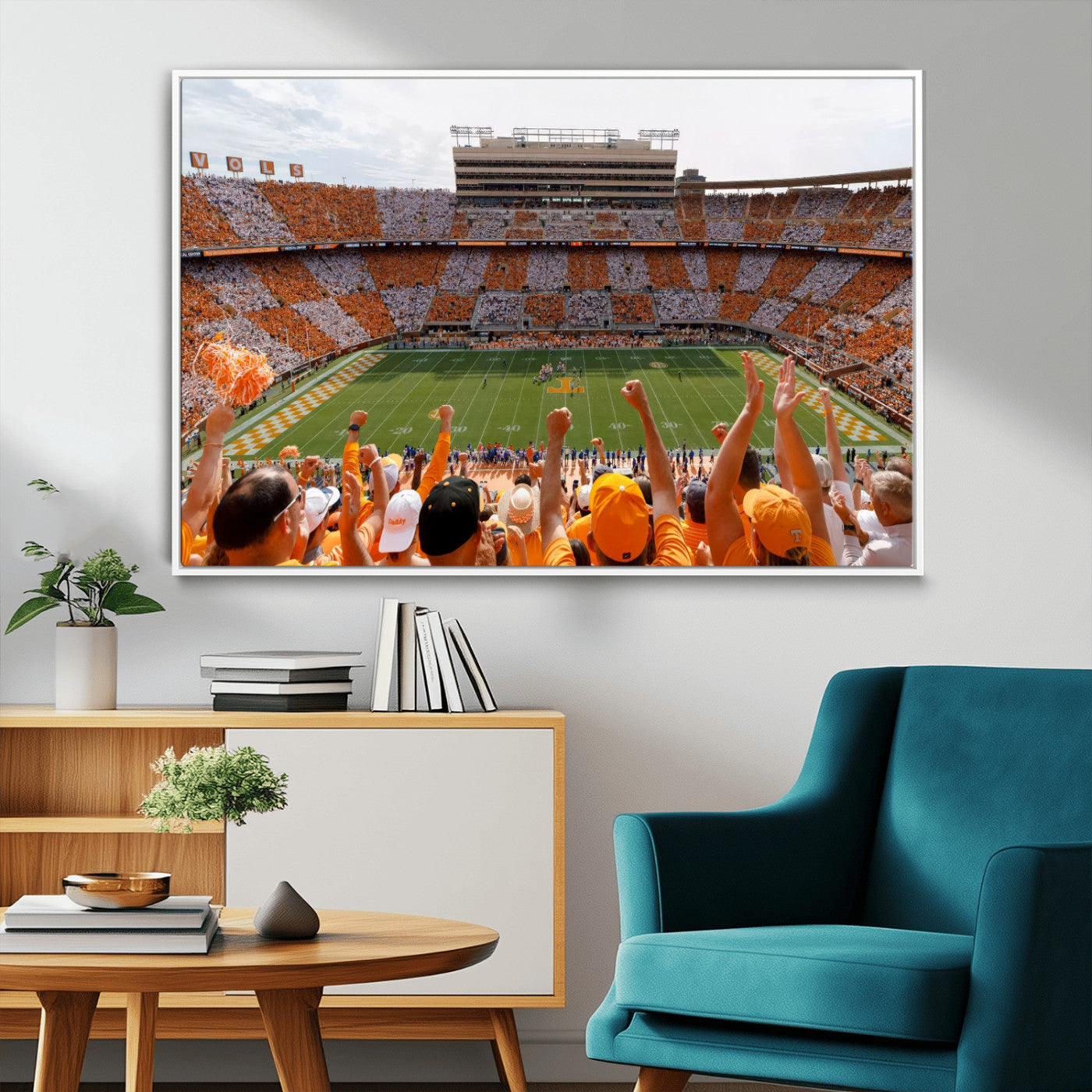 76011417-MGV-CV-36X24-Neyland Stadium Wall Art – Panoramic Tennessee Volunteers Checkerboard Crowd Canvas Print, Day Game Football Celebration Sports