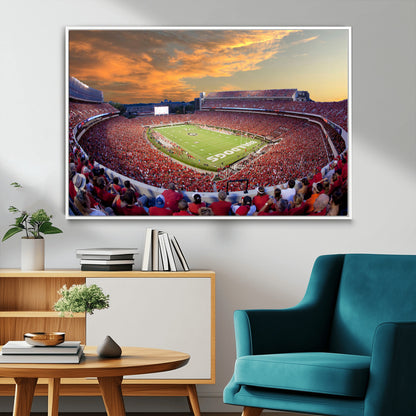 73680988-MGV-CV-36X24-Georgia Bulldogs Stadium Wall Art – Panoramic Football Field Canvas Print, Game Day Decor for Home, Office, Fan Cave, Sports