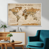 75179116-MGV-FC-36X24_White-Personalized World Map Wall Art – Rustic Vintage Travel Map with Custom Names, Inspirational Adventure Décor for Couples, Families