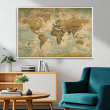54795344-MGV-FC-36X24_White-Personalized World Map Wall Art – Vintage Adventure Travel Map with Custom Names, Rustic Wall Décor for Couples, Families