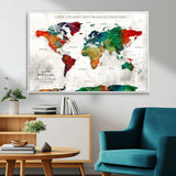95876117-MGV-CV-36X24-Personalized World Map Wall Art – Colorful Watercolor Travel Map with Custom Names, Romantic Wall Decor for Couples, Wedding or