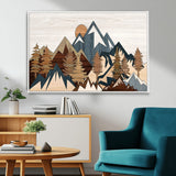 80300-MGV-FC-36X24_White-Geometric Mountains Wall Art Canvas Print, Framed Stylized Trees Art Picture Print, Graphic Forest Perfect Rustic Abstract Decor