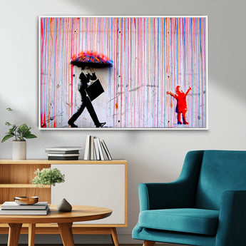 69505-MGV-FC-36X24_White-Graffiti Girl Wall Art Canvas Print, Framed Urban Contrast Art Picture Print, Vibrant Graffiti Perfect Urban Pop Decor Artwork