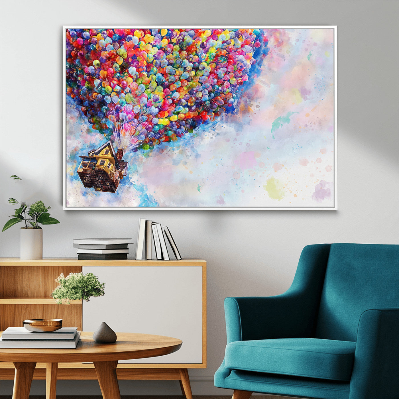 18792-MGV-CV-36X24-Up Movie House Wall Art Canvas Print, Framed Carls Journey Art Picture Print, Up Inspired Perfect Animated Whimsical Decor Artwork