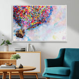 18792-MGV-CV-36X24-Up Movie House Wall Art Canvas Print, Framed Carls Journey Art Picture Print, Up Inspired Perfect Animated Whimsical Decor Artwork