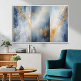 41836-MGV-CV-36X24-Abstract Gold Wall Art Canvas Print, Framed Blue Layers Art Picture Print, Elegant Cloud Perfect Elegant Minimalist Decor Artwork