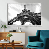 40006-MGV-CV-36X24-Eiffel Tower Wall Art – Black and White Architectural Photo Print, Paris Inspired Decor for Bedroom, Office, Studio or Modern
