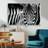 43631-MGV-FC-36X24_White-Zebra Wall Art – Black & White Safari Wildlife Canvas Print, Modern Animal Photography Decor for Living Room, Office, or Bedroom