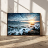33428-MGV-FC-36X24_Walnut-Ocean Sunrise Wall Art – Serene Seascape Canvas Print, Coastal Home or Office Decor, Perfect for Living Room, Bedroom, or Study
