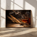 92305-MGV-CV-36X24-Whiskey & Cigar Wall Art – Moody Whiskey and Cigar Canvas Print, Sophisticated Bar or Home Lounge Decor for Office, Man Cave or