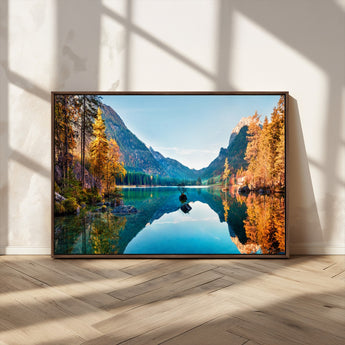 32962-MGV-CV-36X24-Mountain Lake Wall Art – Tranquil Autumn Landscape Canvas Print, Nature Reflection Decor for Living Room, Bedroom, Office or Cabin