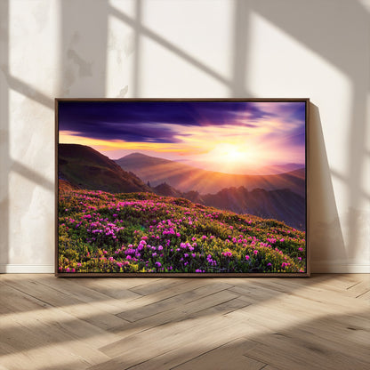 49741-MGV-CV-36X24-Mountain Sunrise Wall Art – Vibrant Floral Landscape Canvas Print, Nature Home Decor for Living Room, Bedroom Office or Cabin