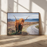 56121-MGV-CV-36X24-Rustic Highland Cow Wall Art – Panoramic Nature Canvas Print, Perfect Decor for Home, Office, Living Room or Man Cave