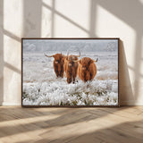 10396-MGV-CV-36X24-Highland Cattle Wall Art – Rustic Winter Landscape Canvas Print, Farmhouse Decor for Living Room, Office, Cabin or Country Home