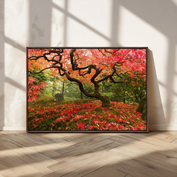 73343-MGV-CV-36X24-Autumn Maple Wall Art – Panoramic Vibrant Red Maple Tree Canvas Print, Seasonal Nature Decor for Office, Living Room or Garden