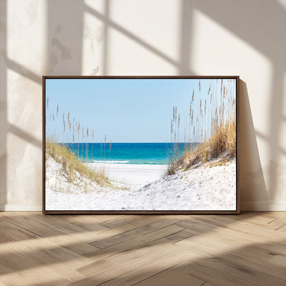 58498-MGV-CV-36X24-White Sandy Beach Wall Art – Panoramic Coastal Canvas Print, Ocean View Decor for Living Room, Bedroom, Office, Relaxing Seaside