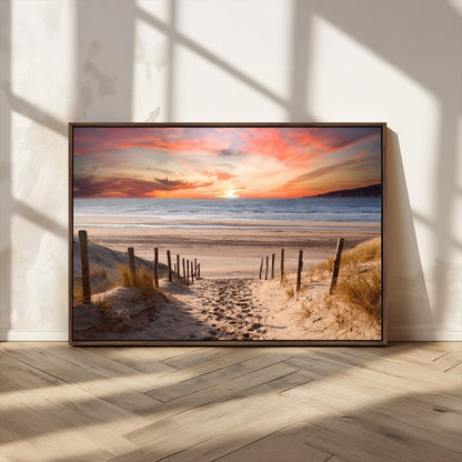 78111-MGV-CV-36X24-Sunset Pathway Wall Art – Panoramic Coastal Canvas Print, Tranquil Beach Decor for Living Room, Office or Bedroom