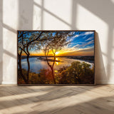 71863-MGV-FC-36X24_Walnut-Lake Sunset Wall Art – Scenic Nature Canvas Print with Trees and Golden Sky, Serene Landscape Decor for Living Room, Bedroom or