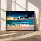 88985-MGV-CV-36X24-Ocean Sunset Wall Art – Tranquil Beach Waves Canvas Print, Coastal Seascape Decor for Living Room or Office