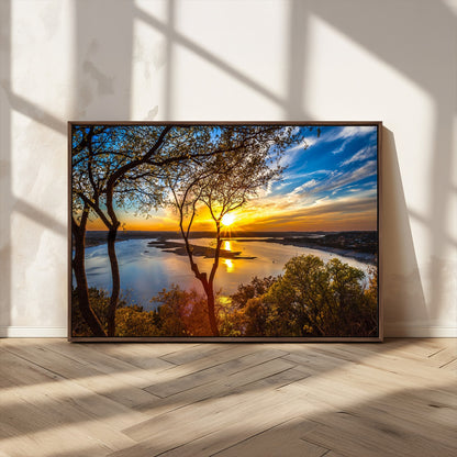 66839-MGV-CV-36X24-Lake Sunset Wall Art – Golden Hour Canvas Print with Trees and Water Reflection, Scenic Landscape Photography for Living Room,