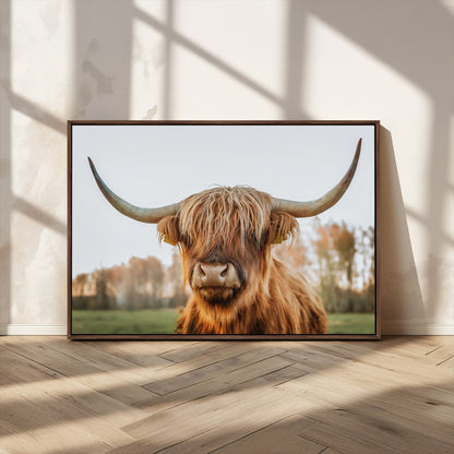 64824-MGV-CV-36X24-Highland Cow Wall Art – Rustic Scottish Bull Canvas Print, Farmhouse Animal Decor for Living Room, Bedroom, Office or Cabin