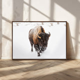 19889-MGV-CV-36X24-Snow Bison Wall Art – Majestic Buffalo Winter Landscape Canvas Print, Rustic Wildlife Photography Decor for Cabin, Lodge, Living