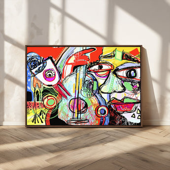 37796-MGV-CV-36X24-Picasso Style Wall Art Canvas Print, Framed Picasso Art Picture Print, Picasso Cubism Perfect Modern Abstract Decor Artwork