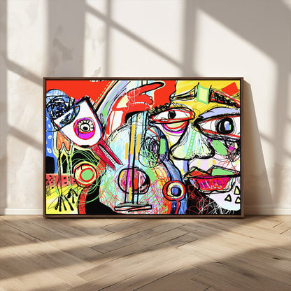 37796-MGV-CV-36X24-Picasso Style Wall Art Canvas Print, Framed Picasso Art Picture Print, Picasso Cubism Perfect Modern Abstract Decor Artwork