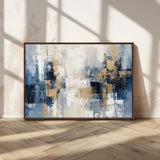 44344-MGV-FC-36X24_Walnut-Abstract Blue and Gold Wall Art – Modern Hand Painted Canvas Print, Contemporary Textured Painting for Living Room, Bedroom or