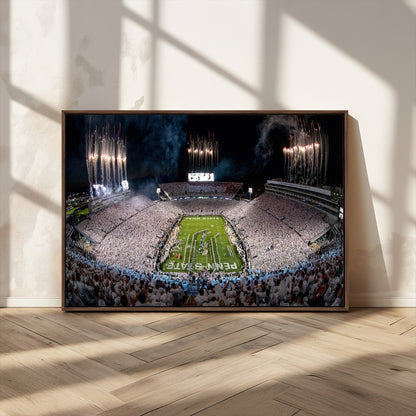 11391-MGV-CV-36X24-Penn State Stadium Wall Art – Panoramic White Out Football Game Canvas Print, College Sports Decor for Office, Man Cave, or Living