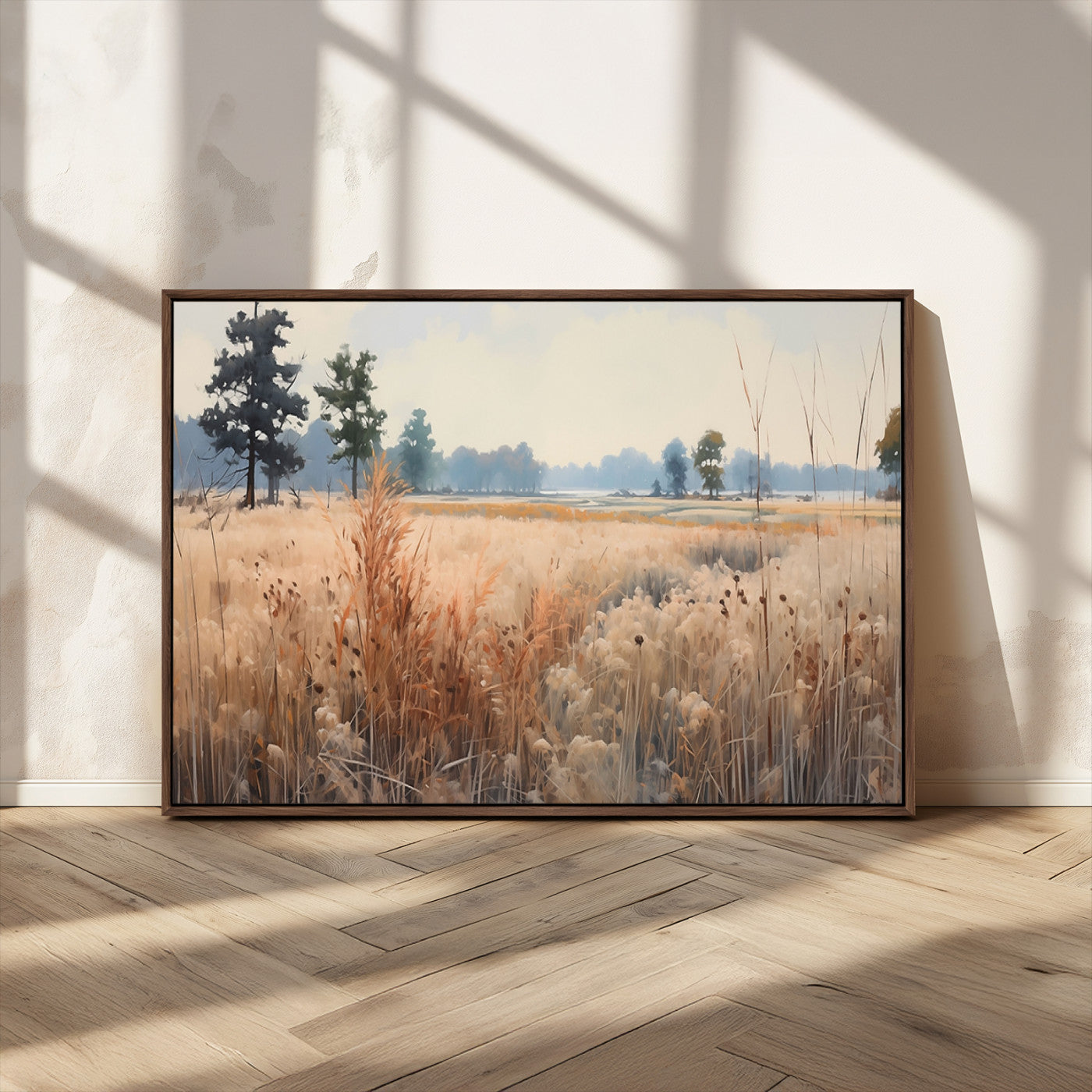 98822-MGV-FC-36X24_Walnut-Autumn Meadow Wall Art – Tranquil Grassland Landscape Canvas Print, Rustic Country Decor for Living Room, Bedroom or Farmhouse