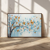 59455-MGV-FC-36X24_Walnut-Butterfly Tree Branch Wall Art – Blue and Yellow Abstract Canvas Print, Modern Nature Artwork for Living Room, Bedroom or Office