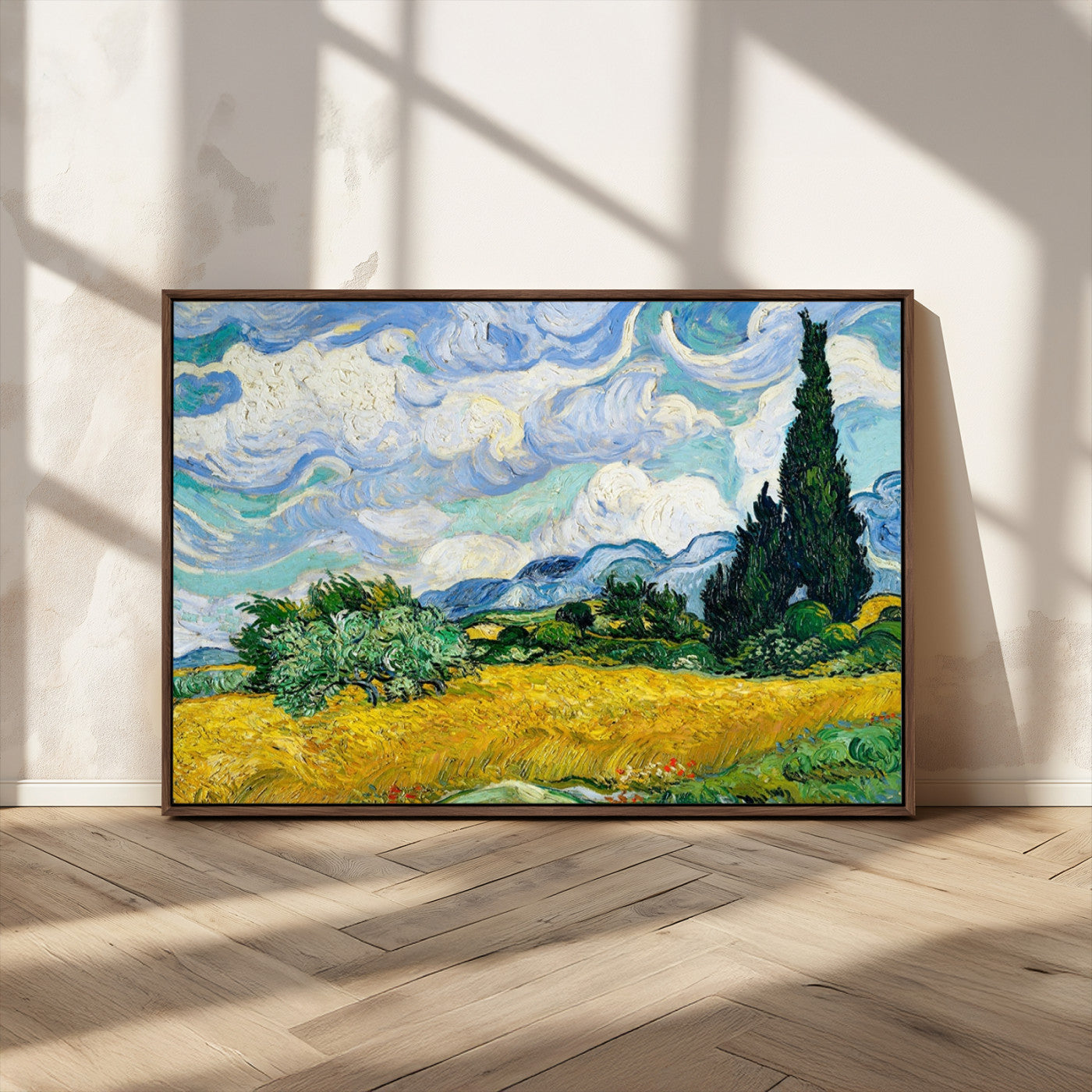 97252-MGV-CV-36X24-Wheat Field with Cypress – Van Gogh Wall Art, Impressionist Landscape Canvas Print, Rustic Home Decor for Living Room or Office