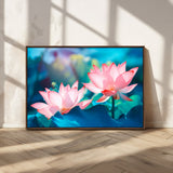 32559-MGV-CV-36X24-Lotus Flower Wall Art – Pink Water Lily Canvas Print, Tranquil Nature Decor for Living Room, Bedroom or Meditation Space