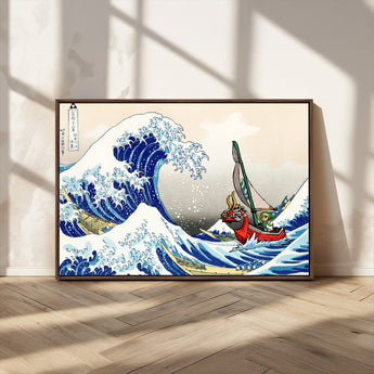 19450-MGV-CV-36X24-Great Wave Adventure Wall Art – Japanese Style Ocean Canvas Print, Fantasy Sailing Decor for Living Room, Bedroom or Office