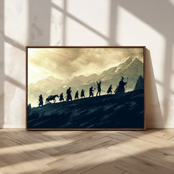41574-MGV-CV-36X24-Fellowship Journey Wall Art – Epic Fantasy Adventure Canvas Print, Mountain Landscape Decor for Living Room, Office or Man Cave