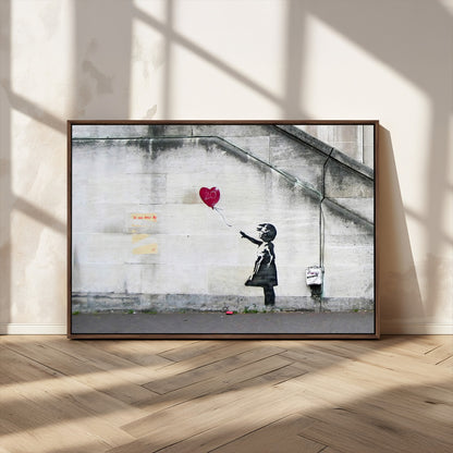 50559-MGV-CV-36X24-Banksy Girl with Balloon Wall Art – Famous Street Graffiti Canvas Print, Modern Urban Artwork for Living Room, Bedroom or Office