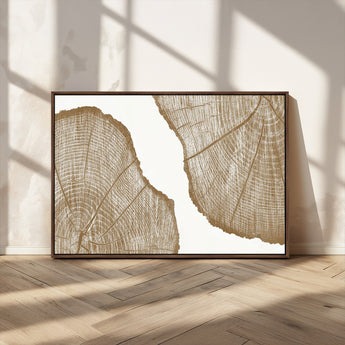 99692-MGV-CV-36X24-Tree Ring Linocut Wall Art Canvas Print, Framed Wood Cut Art Picture Print, Tree Rings Perfect Minimalist Rustic Decor Artwork