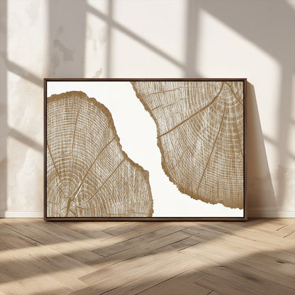 99692-MGV-CV-36X24-Tree Ring Linocut Wall Art Canvas Print, Framed Wood Cut Art Picture Print, Tree Rings Perfect Minimalist Rustic Decor Artwork