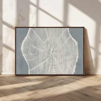 25547-MGV-CV-36X24-Tree Ring Wall Art Canvas Print, Framed Linocut Tree Ring Art Picture Print, Wood Texture Perfect Minimalist Farmhouse Decor