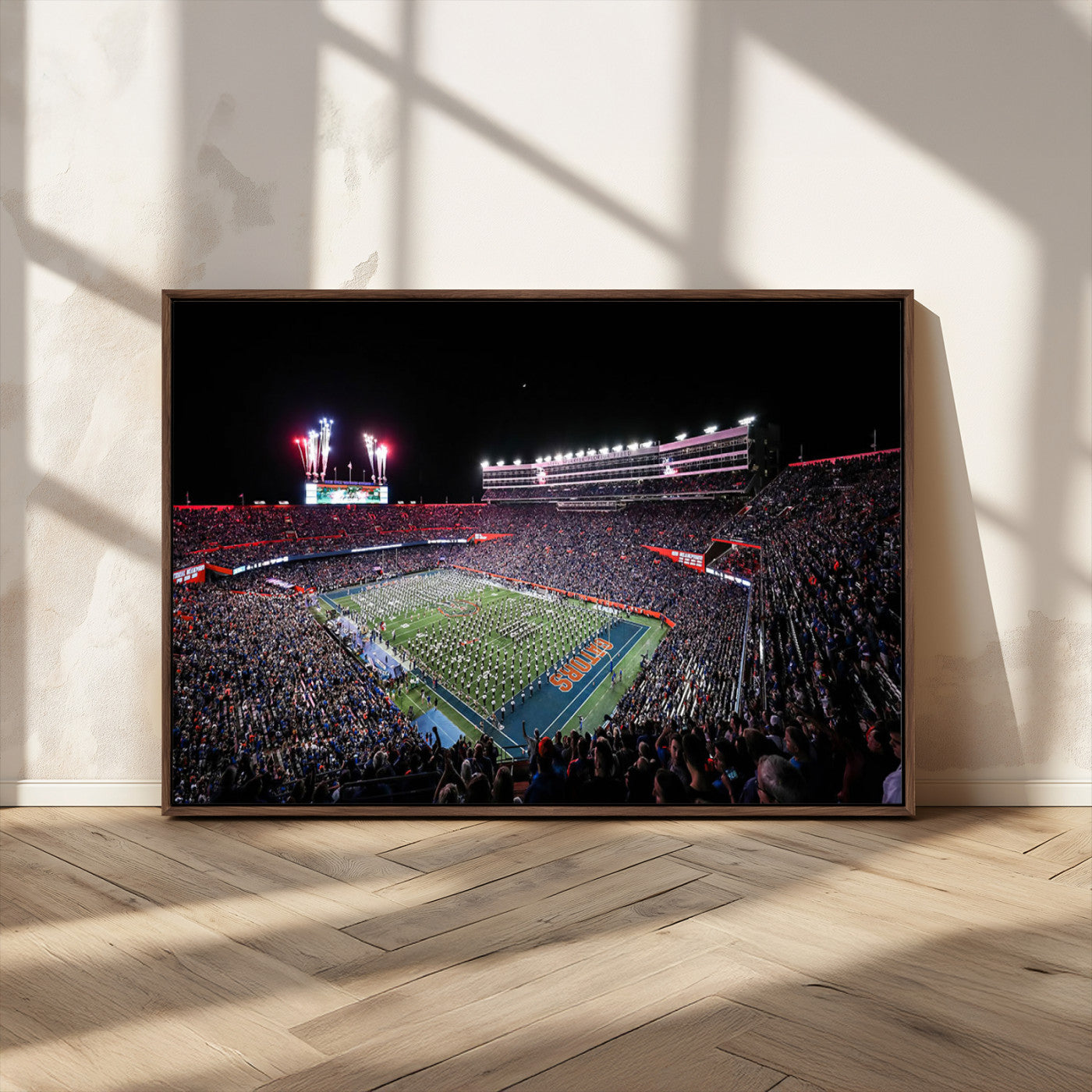 46899-MGV-CV-36X24-Ben Hill Griffin Stadium Wall Art Canvas Print, Framed Football Stadium Art Picture Print, Florida Football Stadium Perfect Sport