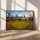 91908-MGV-CV-36X24-Baseball Stadium Wall Art – Canvas Print Game Day Field City Skyline Iconic Arch Scene Sports Photography, Decor for Game Room,