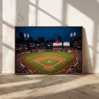 38612-MGV-CV-36X24-Busch Stadium Wall Art Canvas Print, Framed Missouri Stadium Art Picture Print, Busch Stadium Field Perfect Sports Room Decor